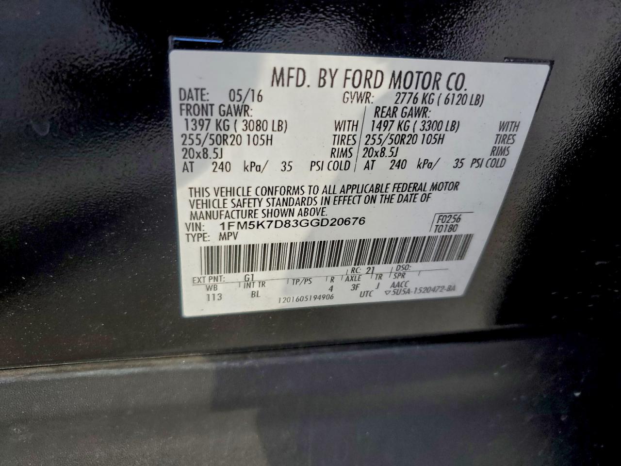 2016 FORD EXPLORER XLT photo 14