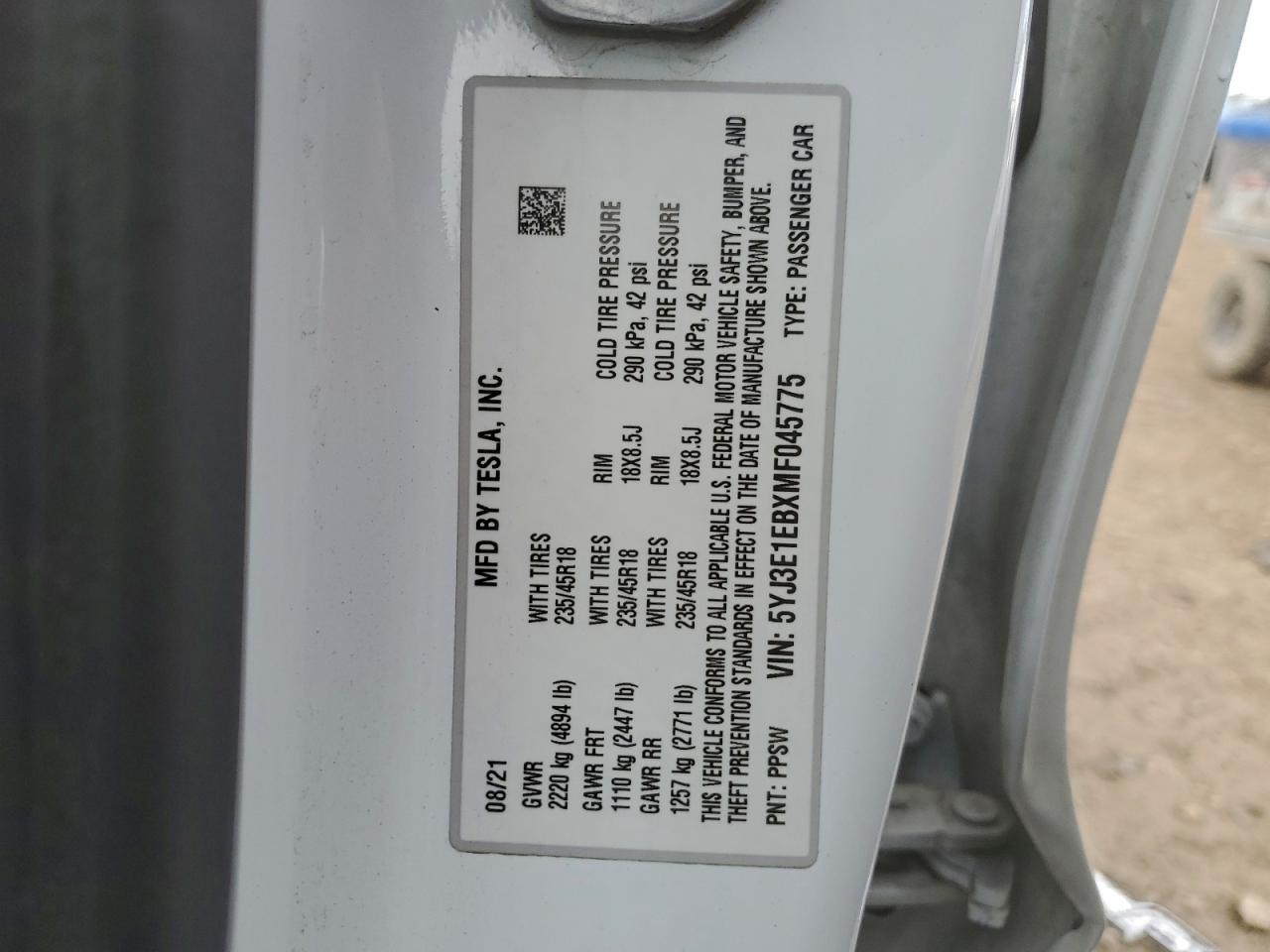 2021 TESLA MODEL 3 photo 13
