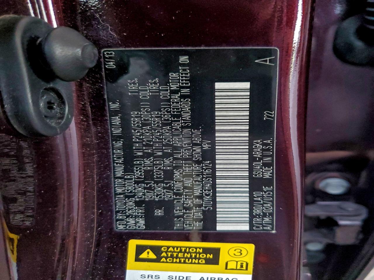 2013 TOYOTA HIGHLANDER LIMITED photo 13