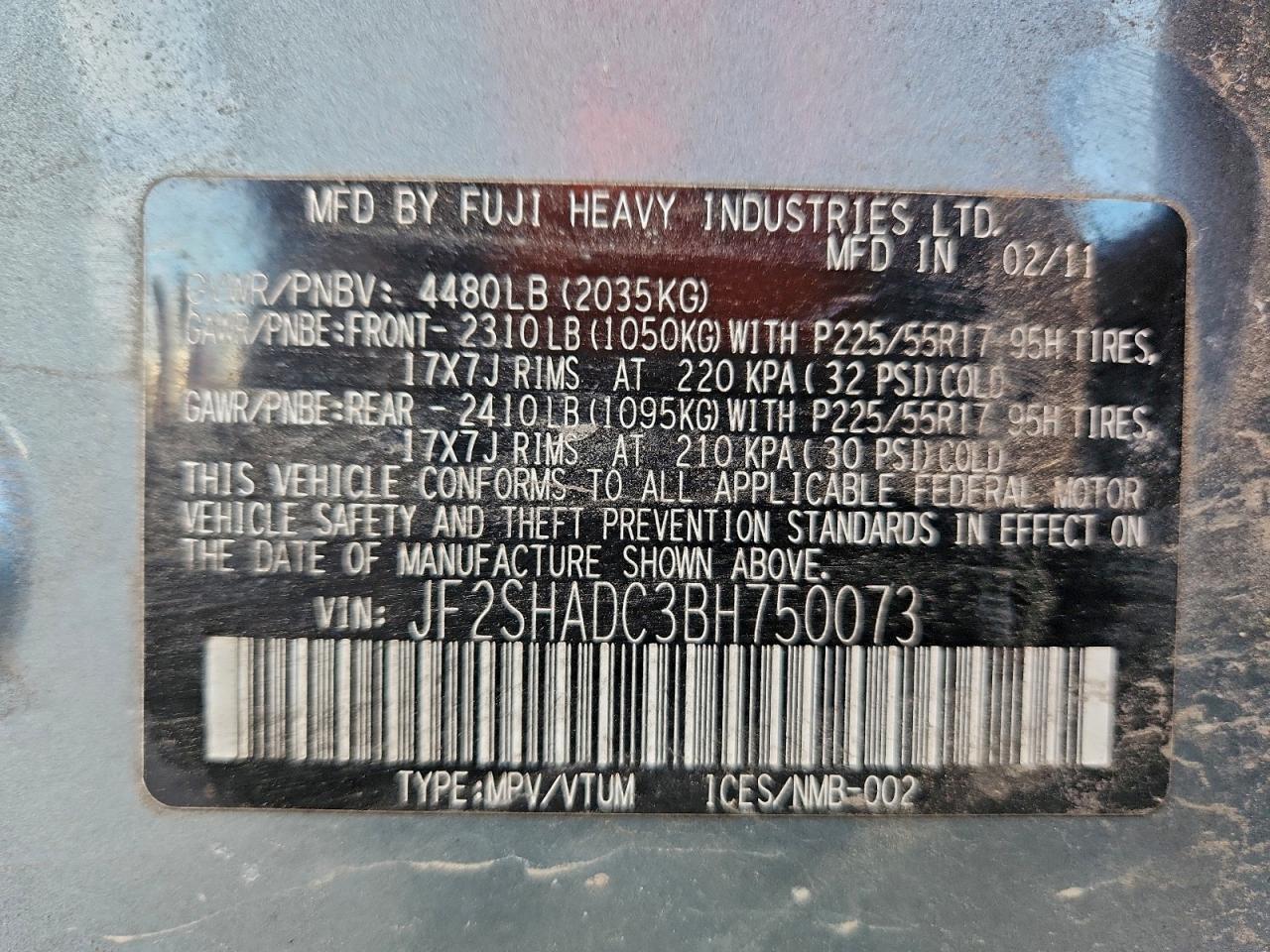 2011 SUBARU FORESTER 2.5X PREMIUM photo 13