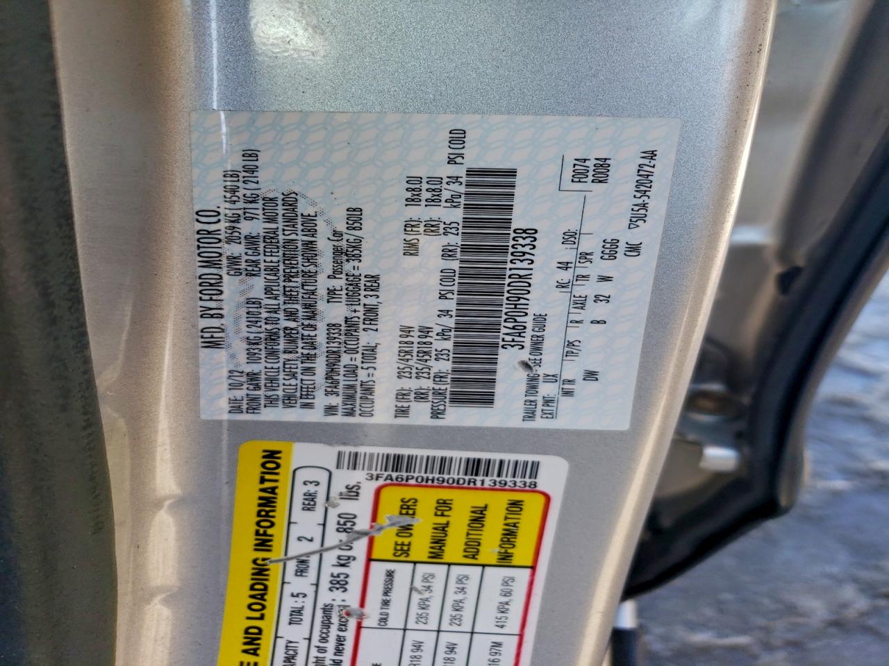 2013 FORD FUSION SE photo 12