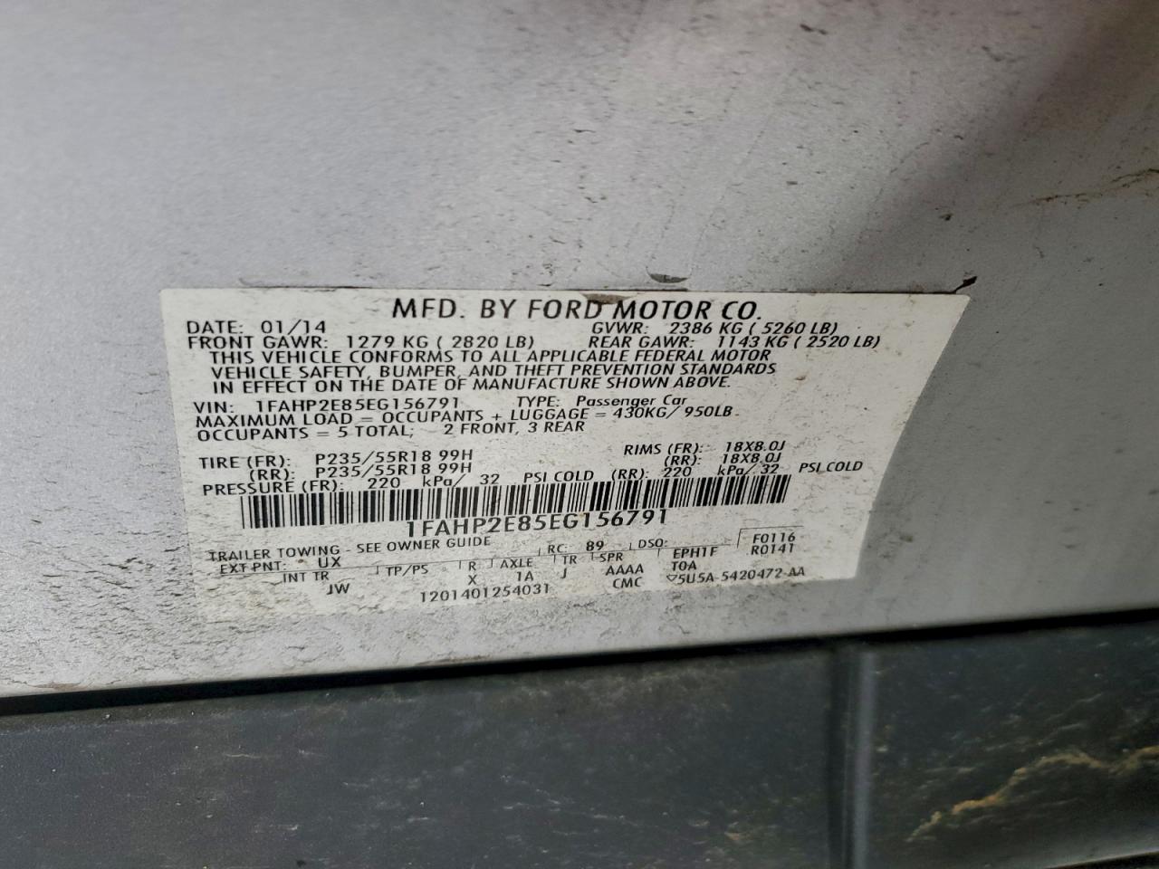 2014 FORD TAURUS SEL photo 12