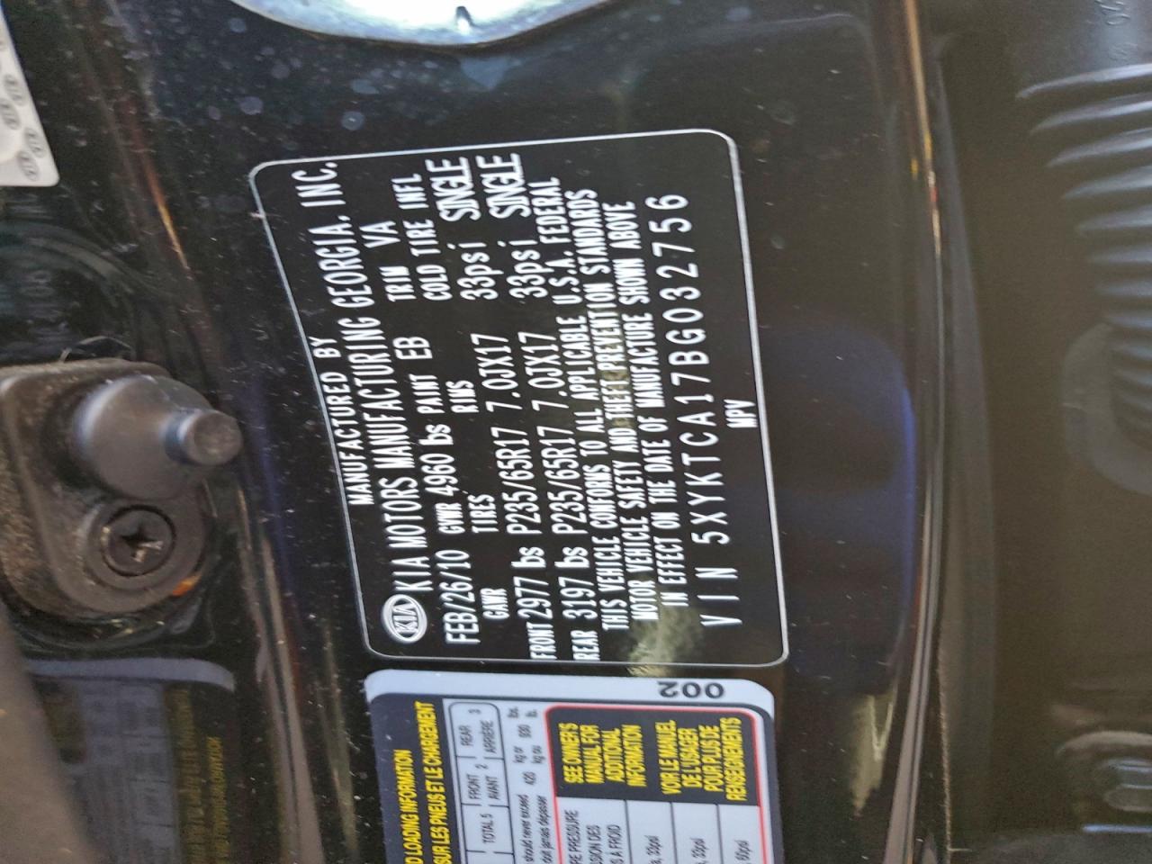 2011 KIA SORENTO LX photo 12