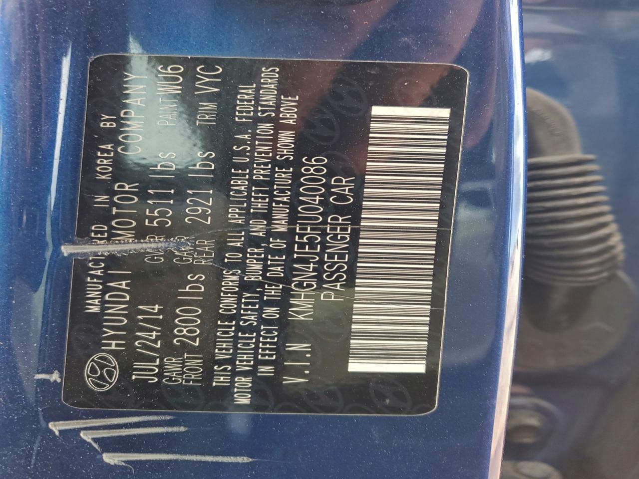 2015 HYUNDAI GENESIS 3.8L photo 12
