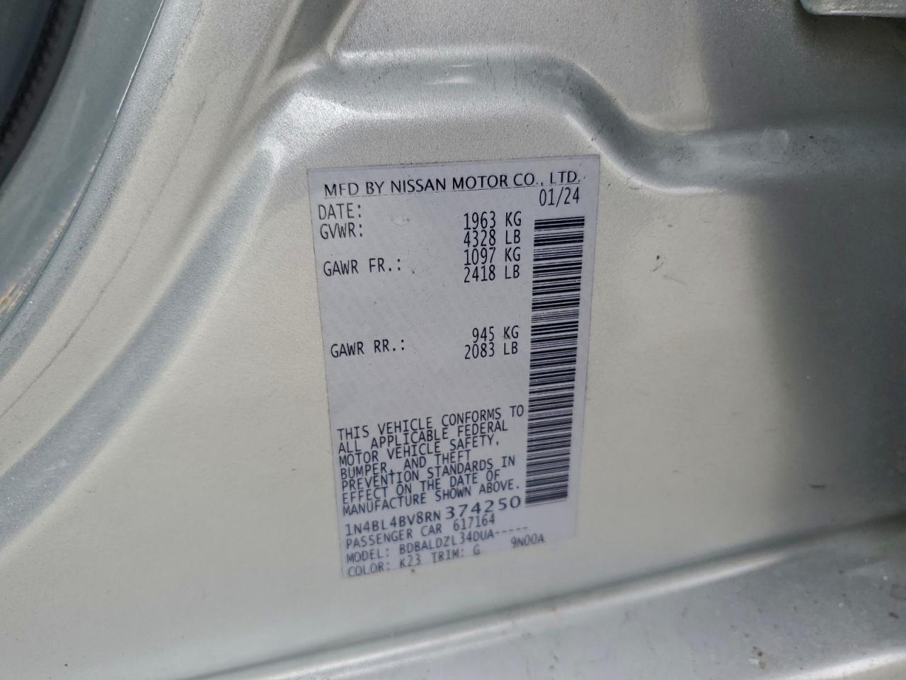 2024 NISSAN ALTIMA S photo 12