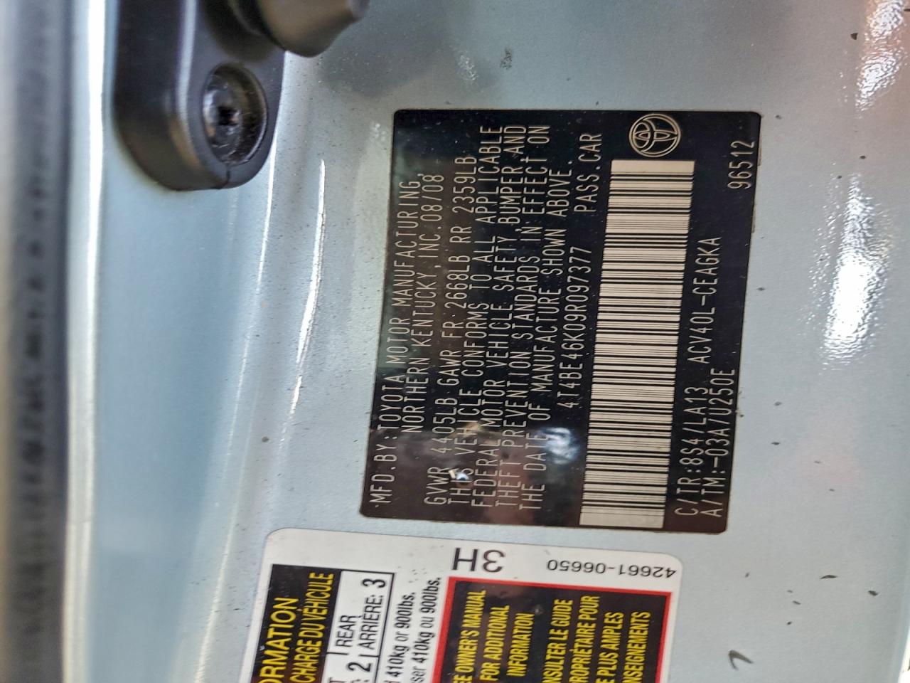 2009 TOYOTA CAMRY BASE photo 12