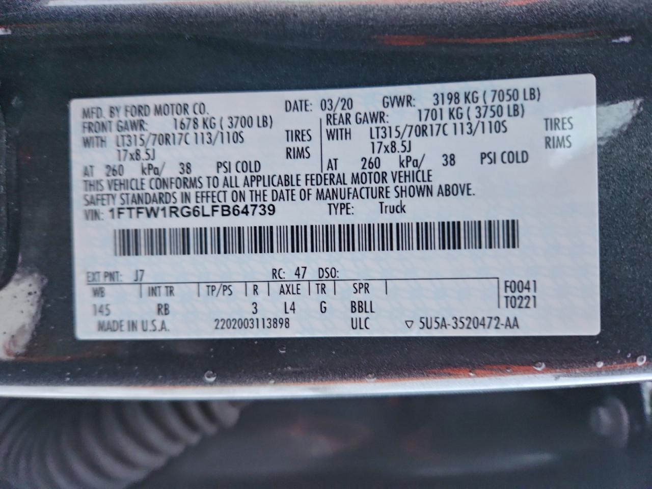 2020 FORD F150 RAPTOR photo 13
