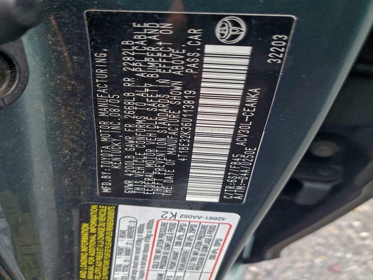 2006 TOYOTA CAMRY LE photo 12