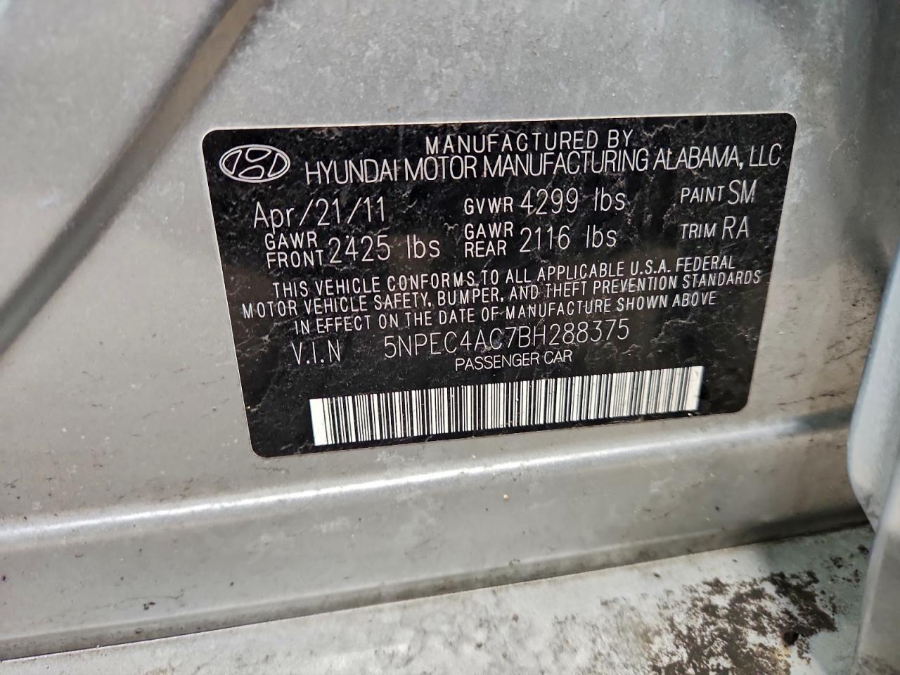 2011 HYUNDAI SONATA SE photo 13