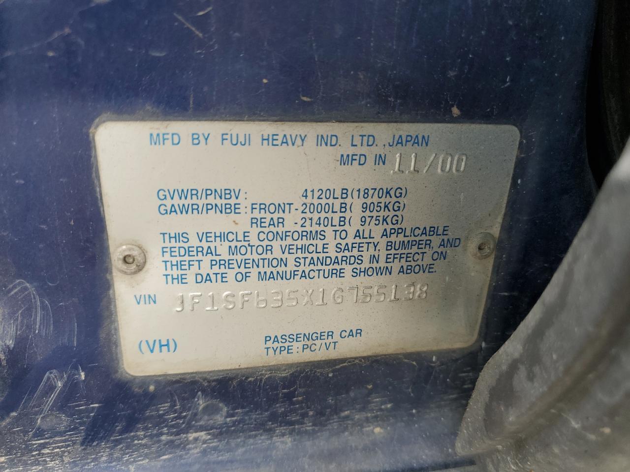 2001 SUBARU FORESTER photo 12