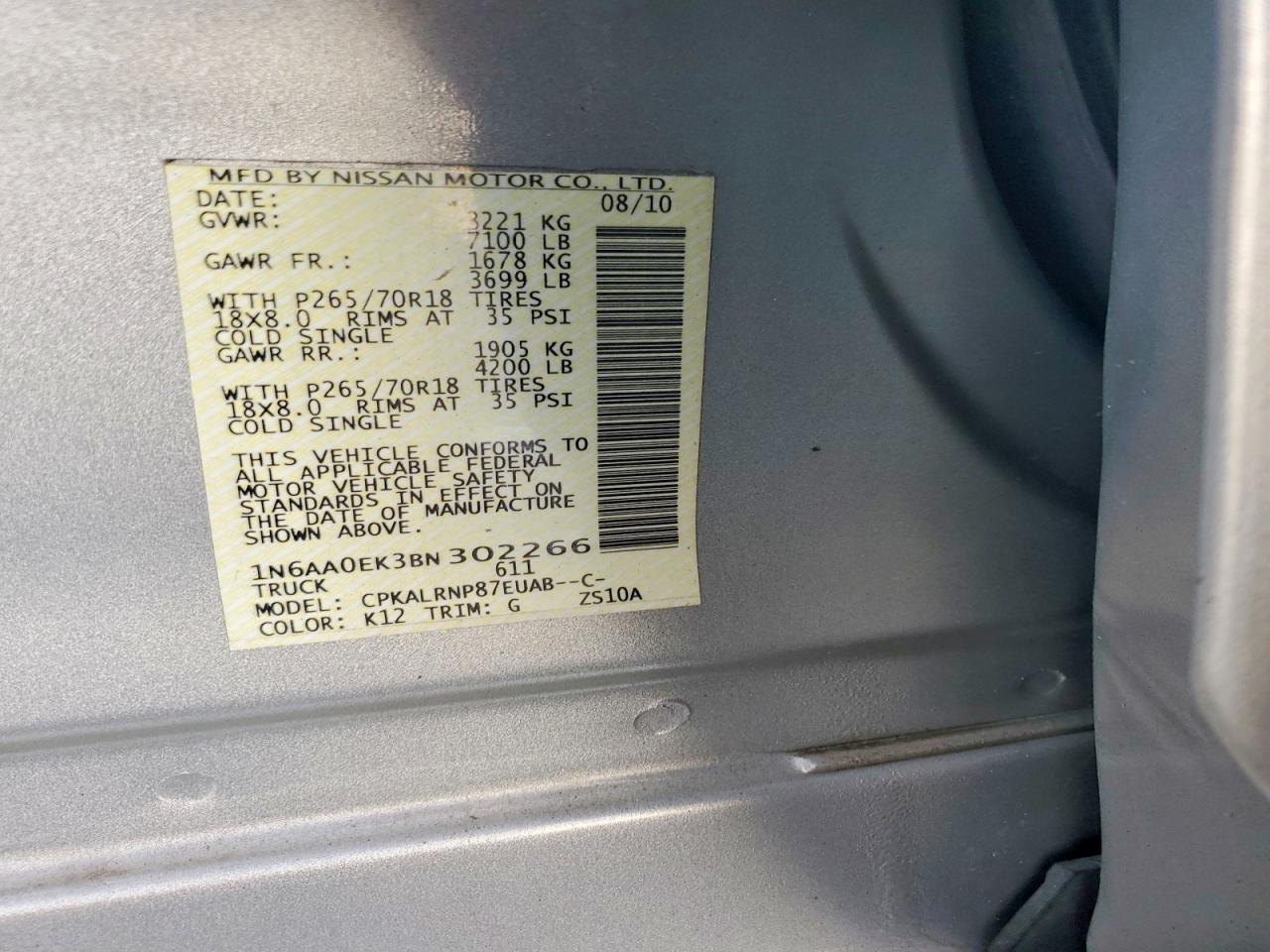 2011 NISSAN TITAN S photo 12