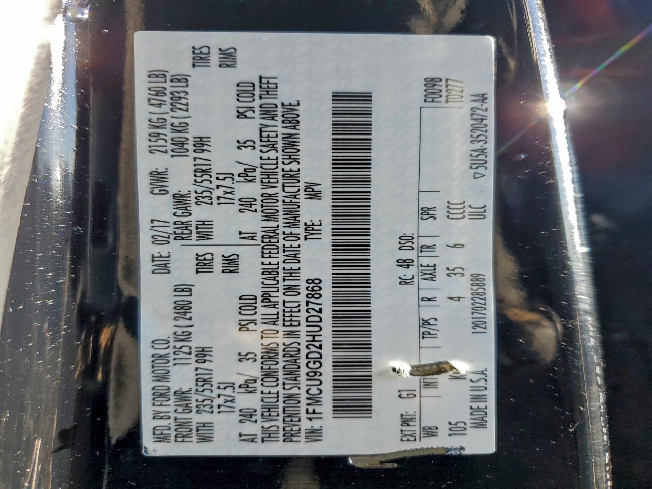 2017 FORD ESCAPE SE photo 13