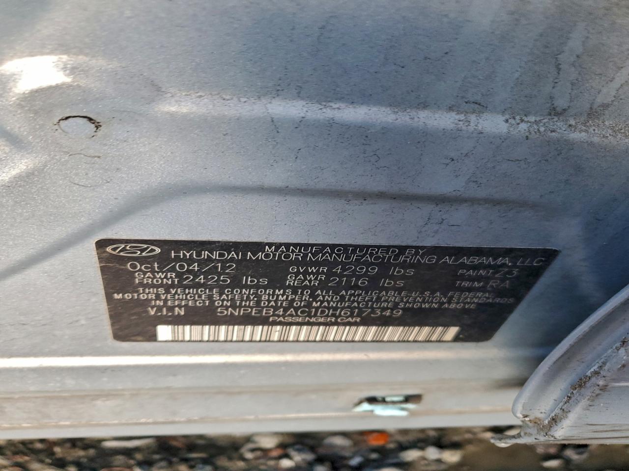 2013 HYUNDAI SONATA GLS photo 12
