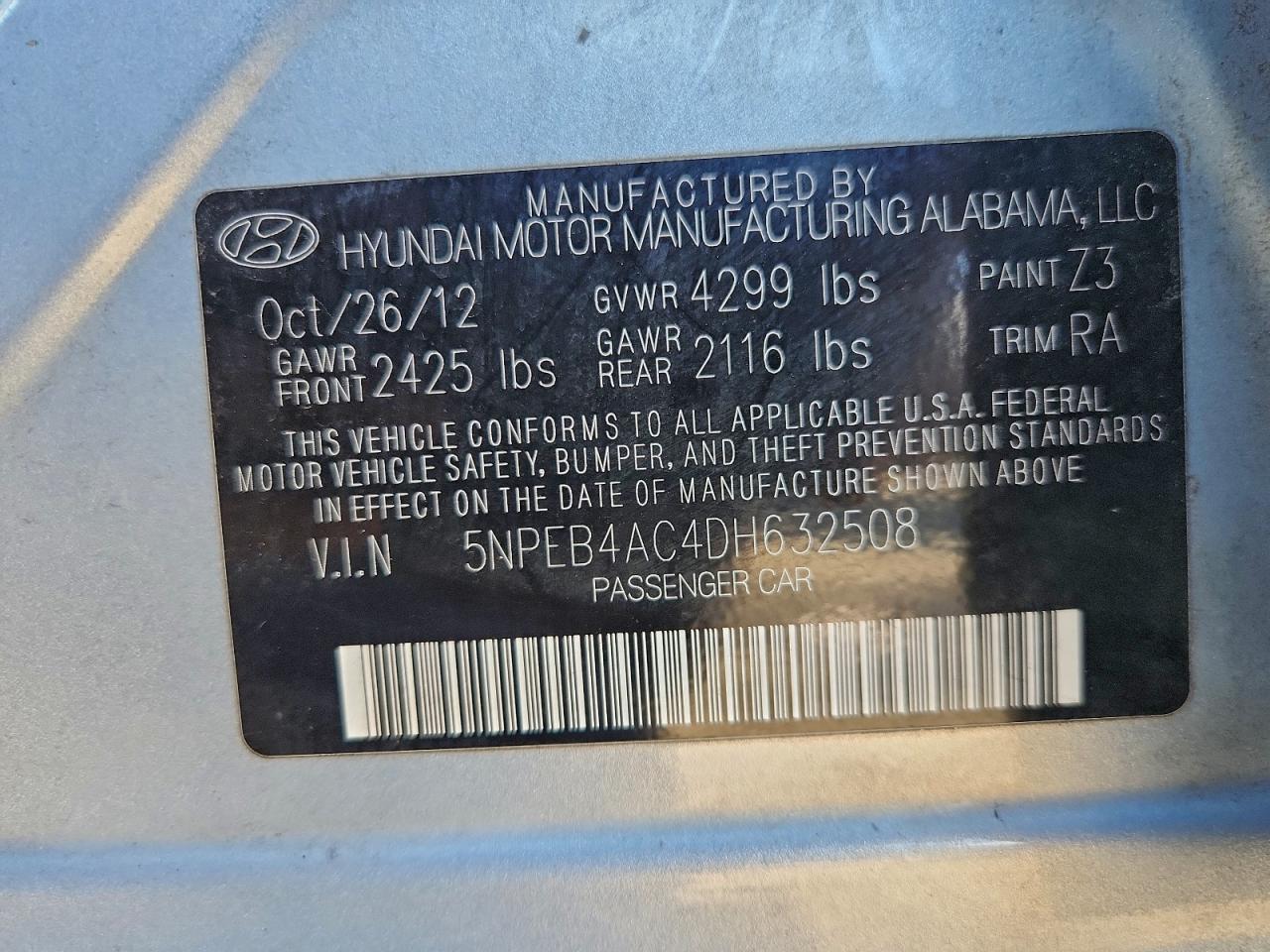 2013 HYUNDAI SONATA GLS photo 13