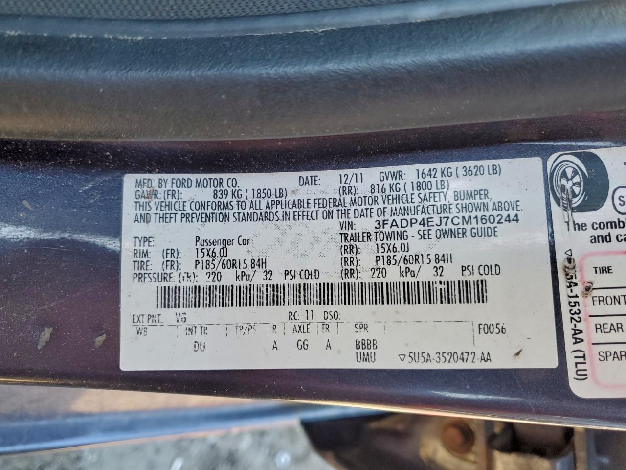 2012 FORD FIESTA SE photo 12