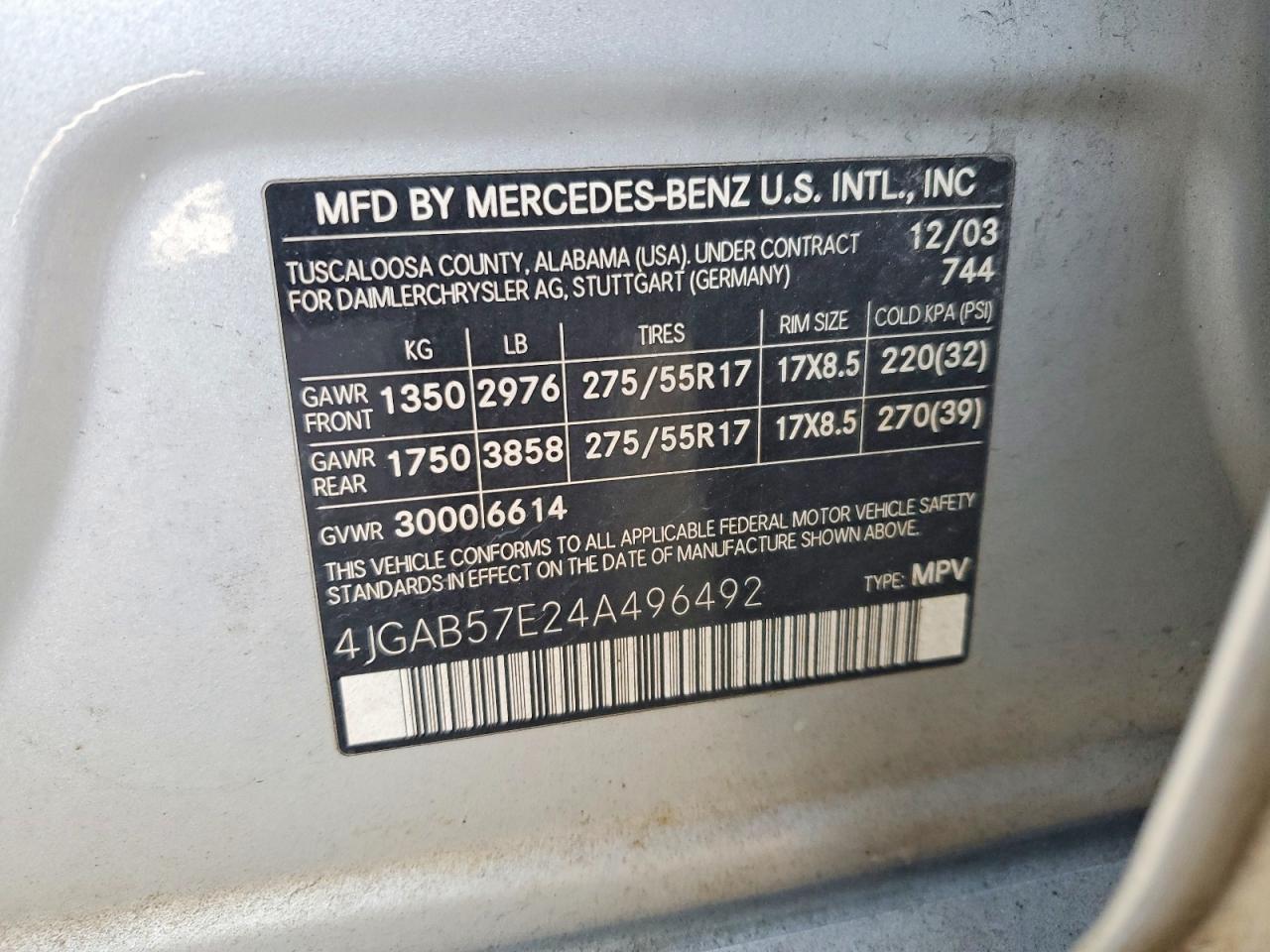 2004 MERCEDES-BENZ ML 350 photo 13