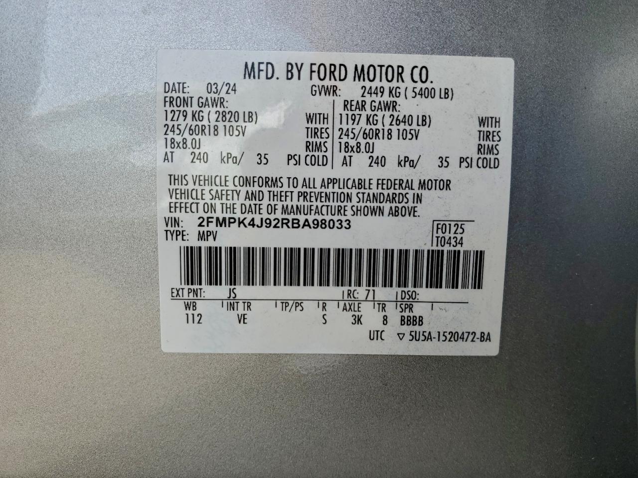 2024 FORD EDGE SEL photo 13