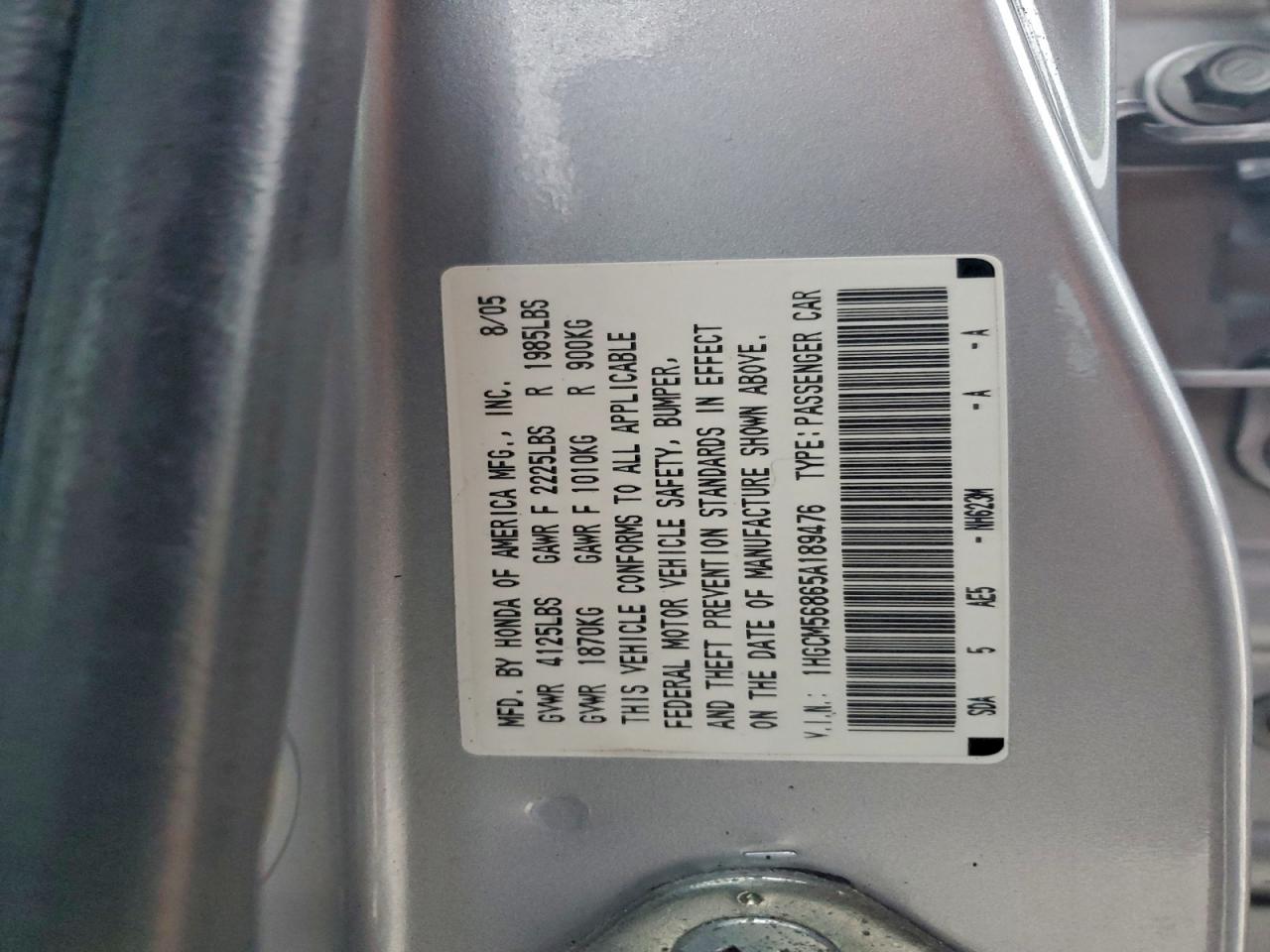 2005 HONDA ACCORD EX photo 25
