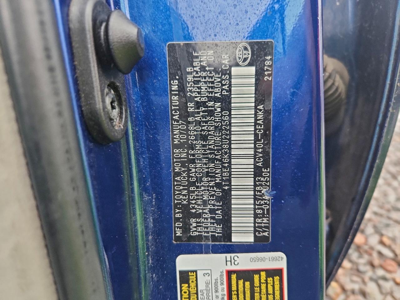 2008 TOYOTA CAMRY CE photo 12