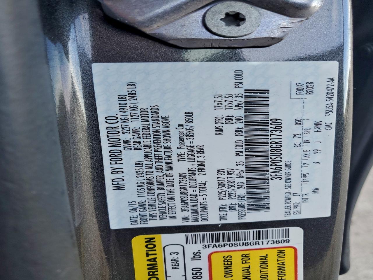 2016 FORD FUSION TITANIUM PHEV photo 12