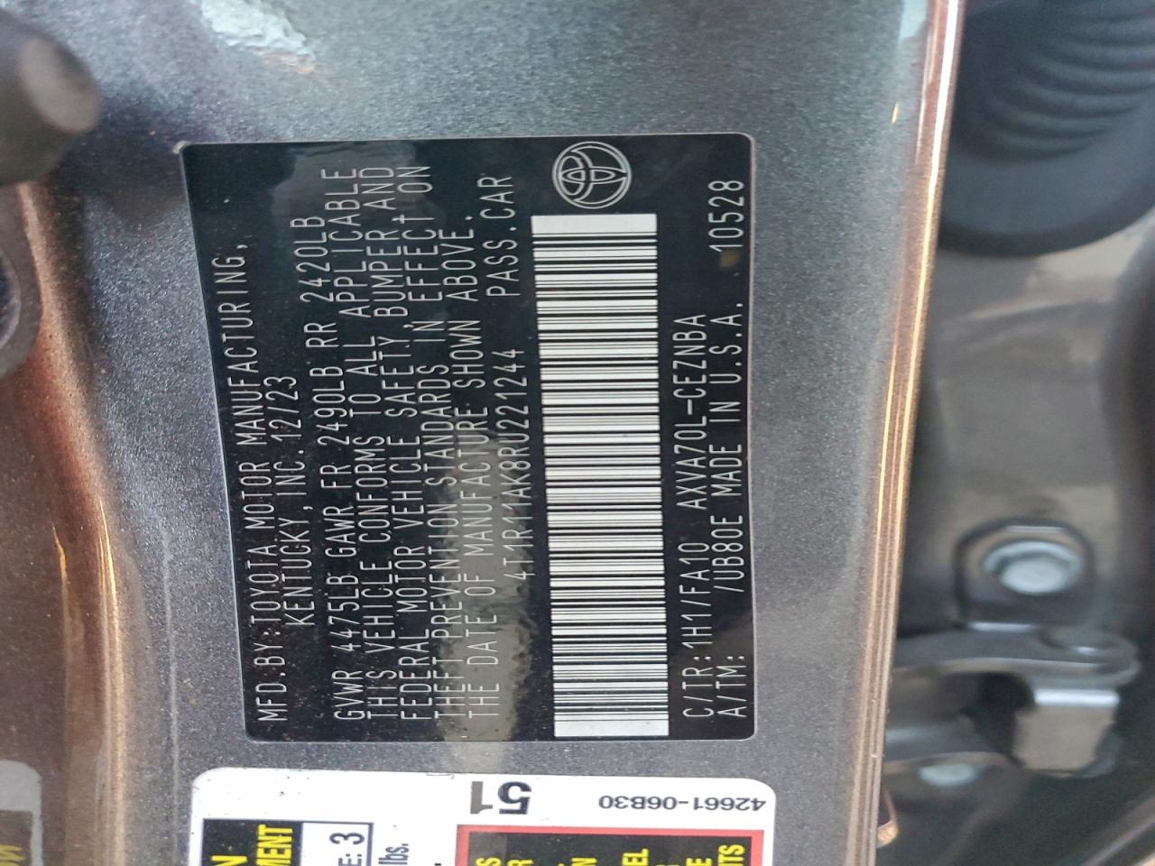2024 TOYOTA CAMRY LE photo 12