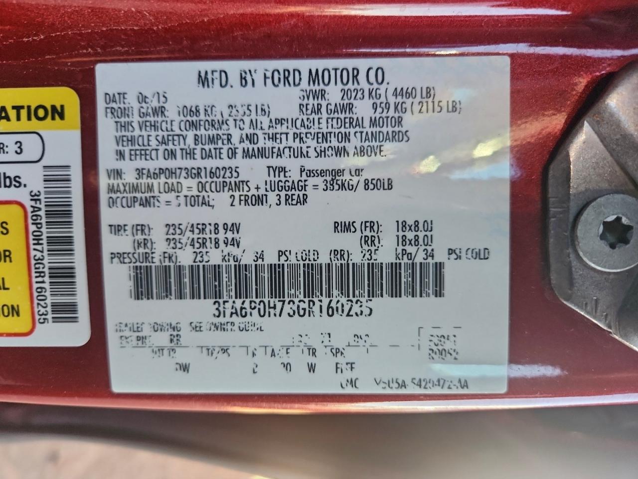 2016 FORD FUSION SE photo 12