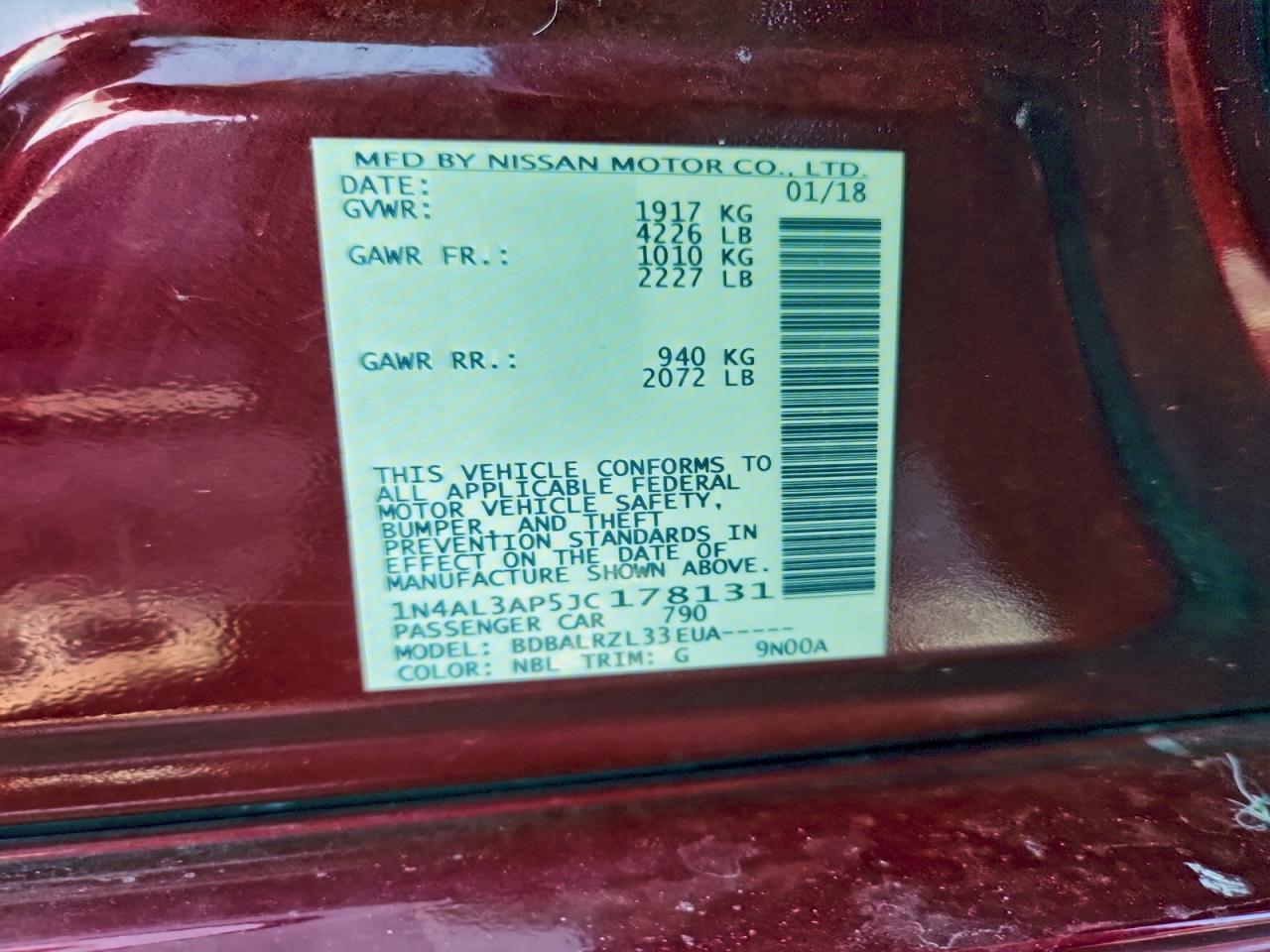 2018 NISSAN ALTIMA 2.5 photo 12