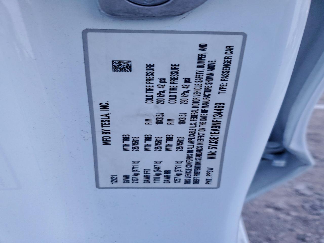 2022 TESLA MODEL 3 photo 13