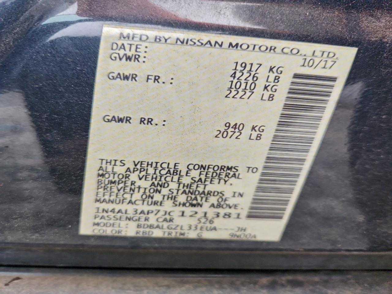 2018 NISSAN ALTIMA 2.5 photo 12