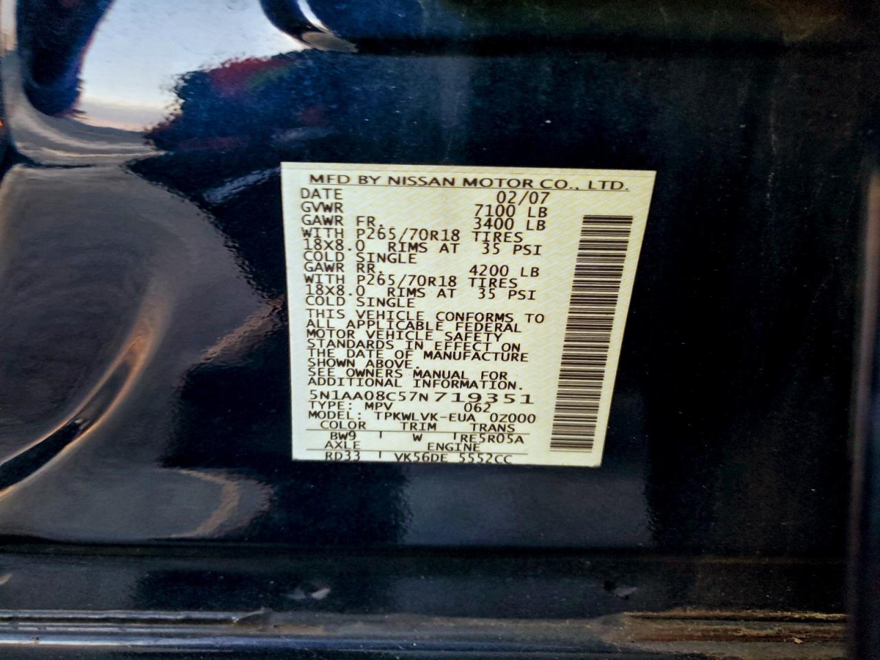 2007 NISSAN ARMADA SE photo 14