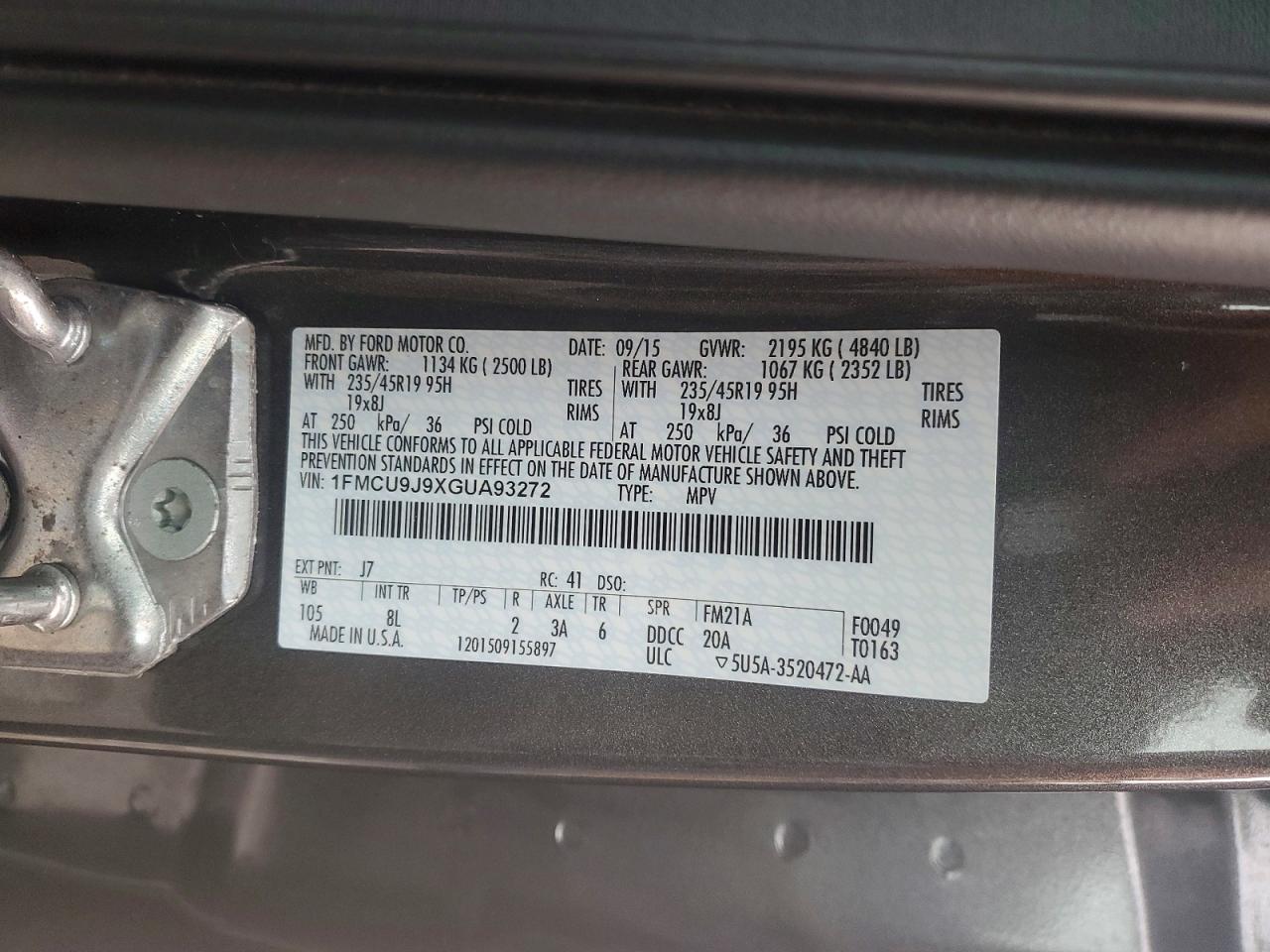 2016 FORD ESCAPE TITANIUM photo 12