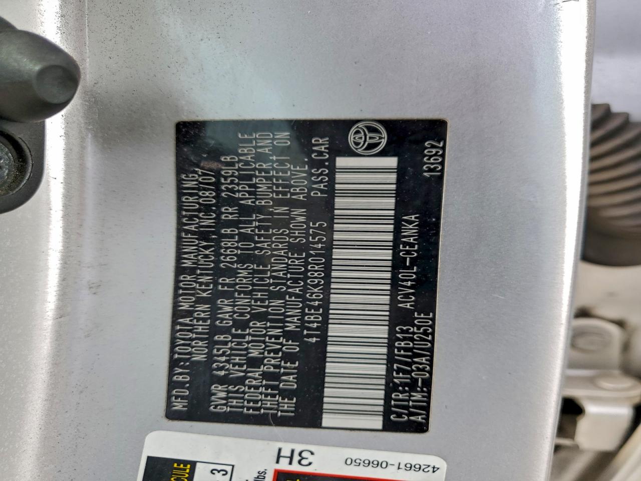 2008 TOYOTA CAMRY CE photo 13