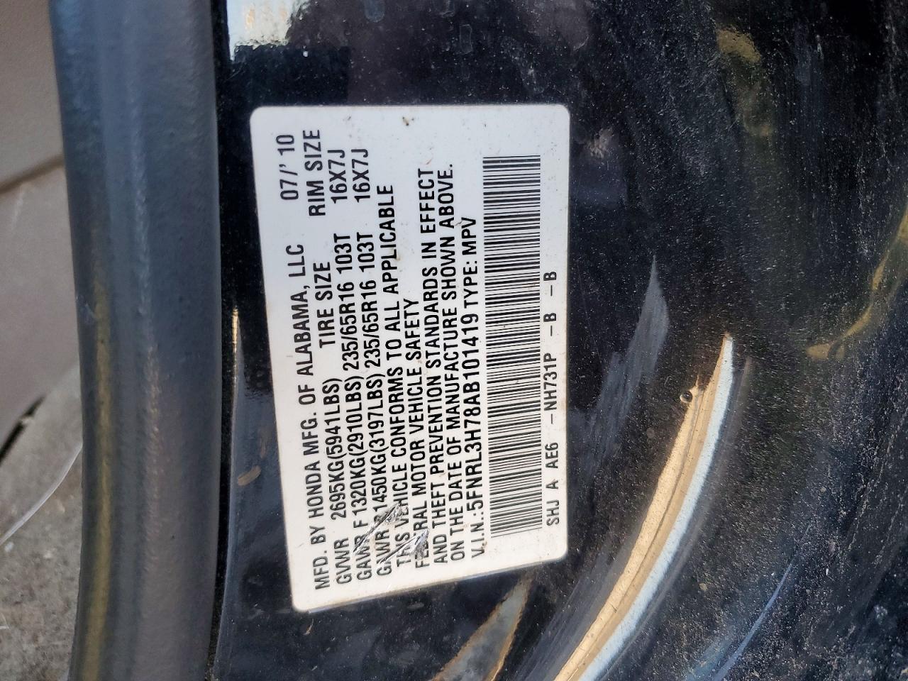 2010 HONDA ODYSSEY EXL photo 13