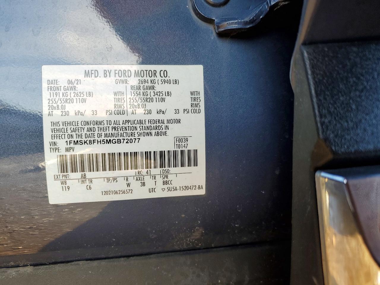 2021 FORD EXPLORER LIMITED photo 12
