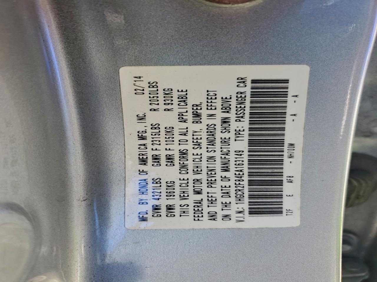 2014 HONDA ACCORD EXL photo 12