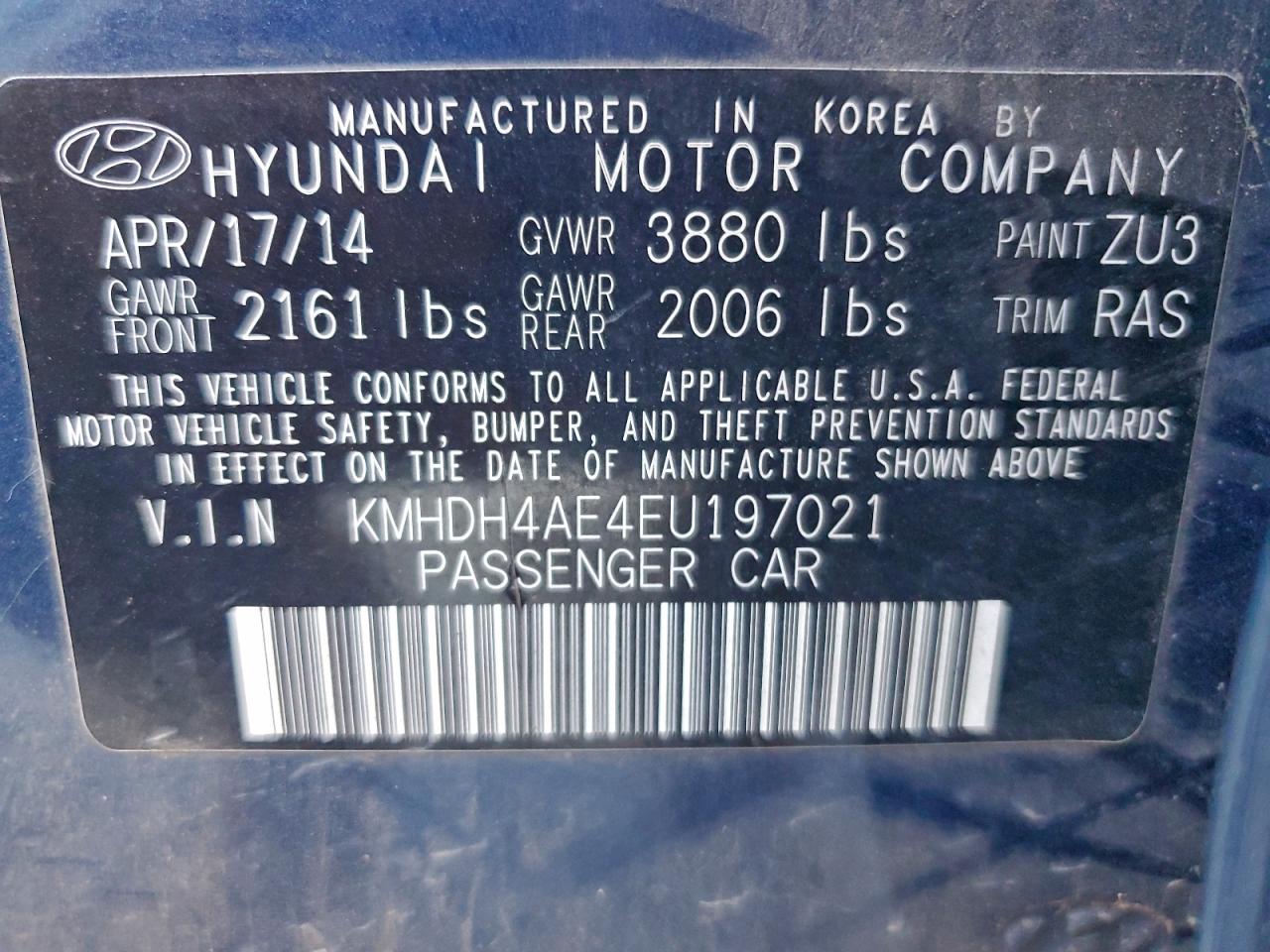 2014 HYUNDAI ELANTRA SE photo 12
