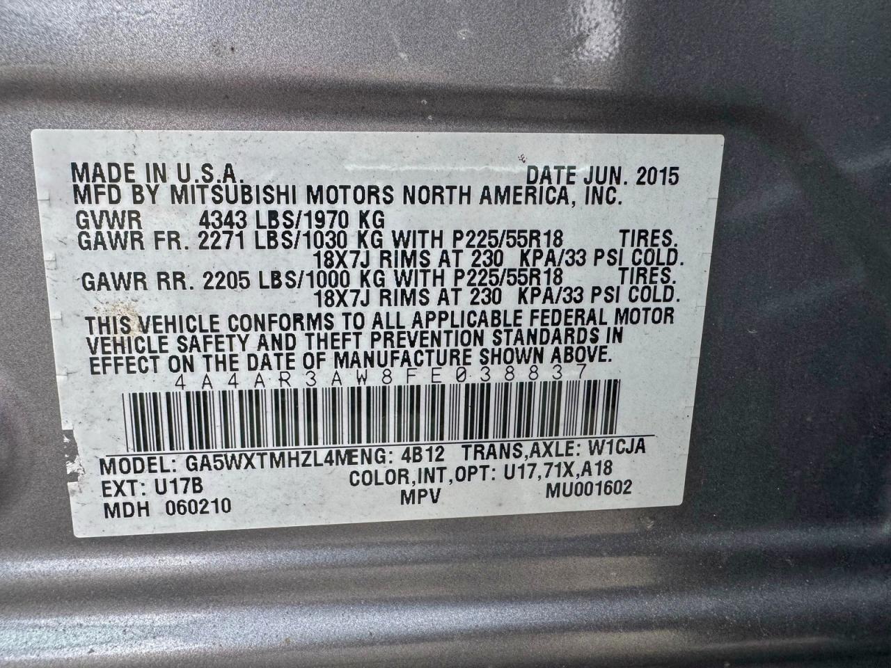 2015 MITSUBISHI OUTLANDER SPORT ES photo 10