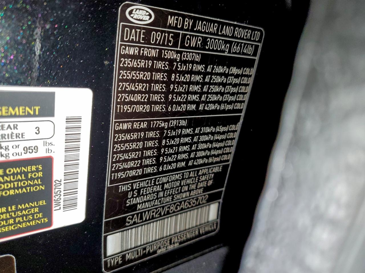 2016 LAND ROVER RANGE ROVER SPORT HSE photo 13
