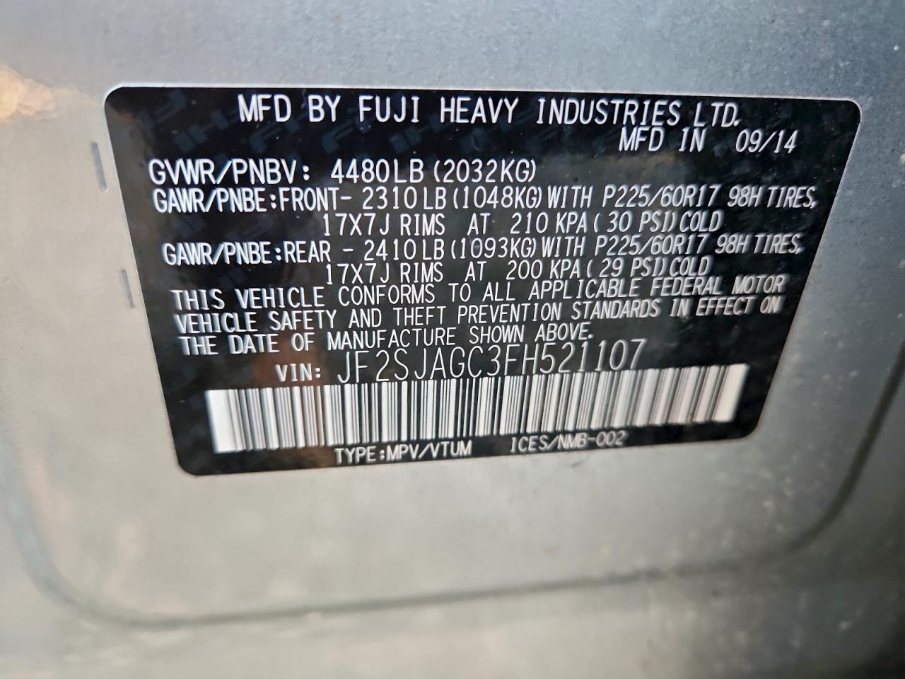 2015 SUBARU FORESTER 2.5I PREMIUM photo 14