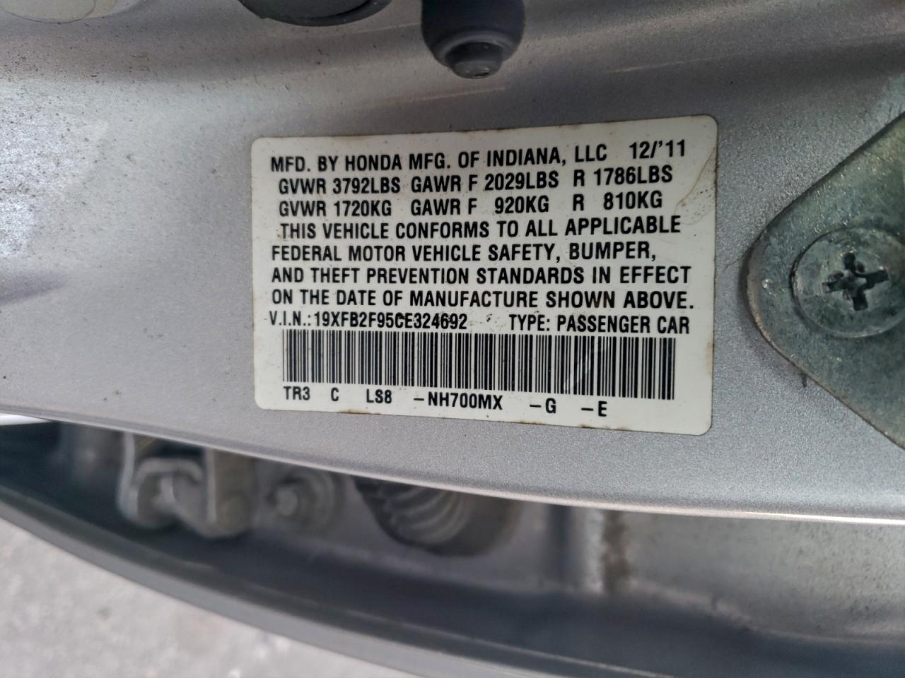 2012 HONDA CIVIC EXL photo 12