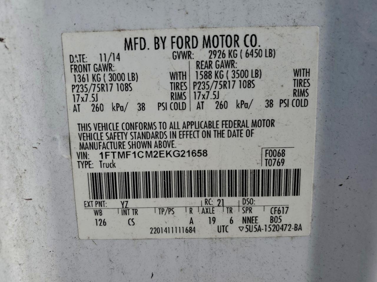 2014 FORD F150 photo 12