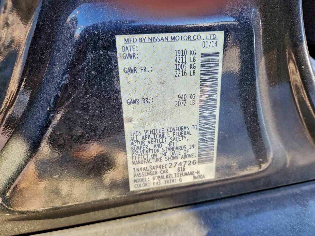 2014 NISSAN ALTIMA 2.5 photo 12