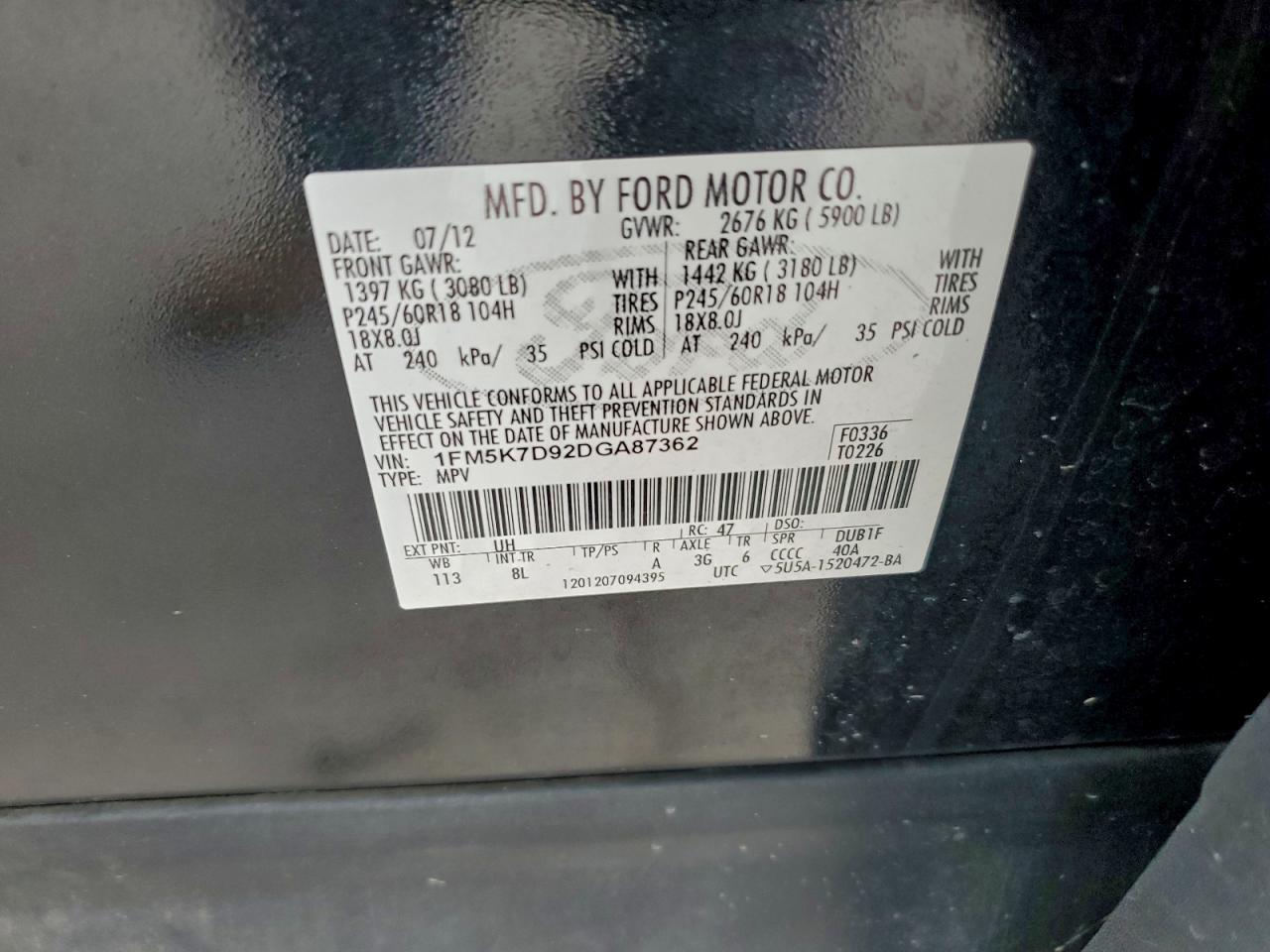 2013 FORD EXPLORER XLT photo 12