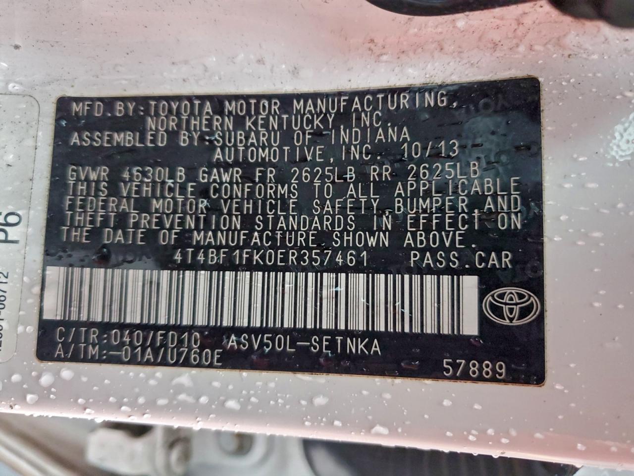 2014 TOYOTA CAMRY L photo 12