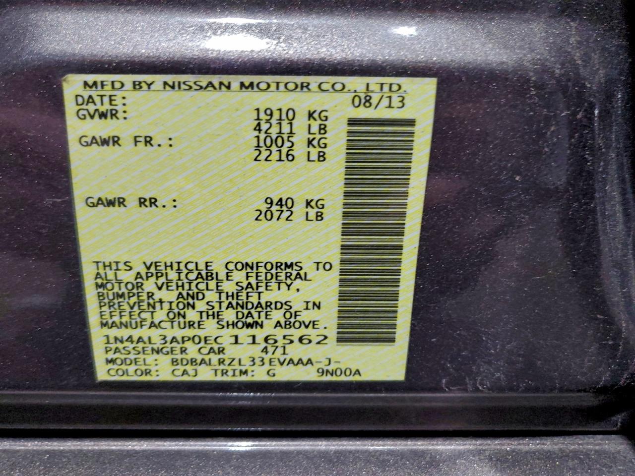 2014 NISSAN ALTIMA 2.5 photo 12