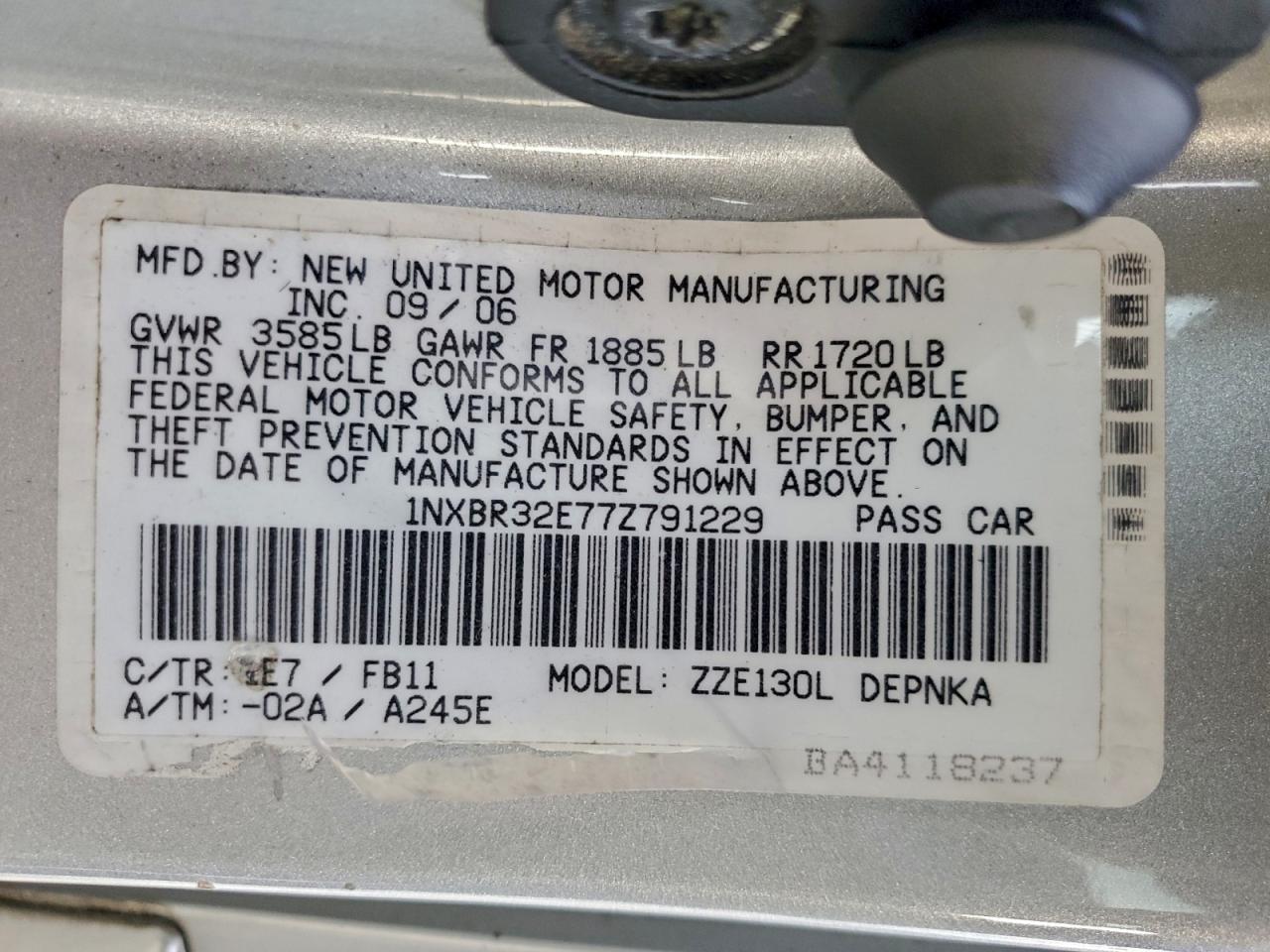 2007 TOYOTA COROLLA CE photo 12