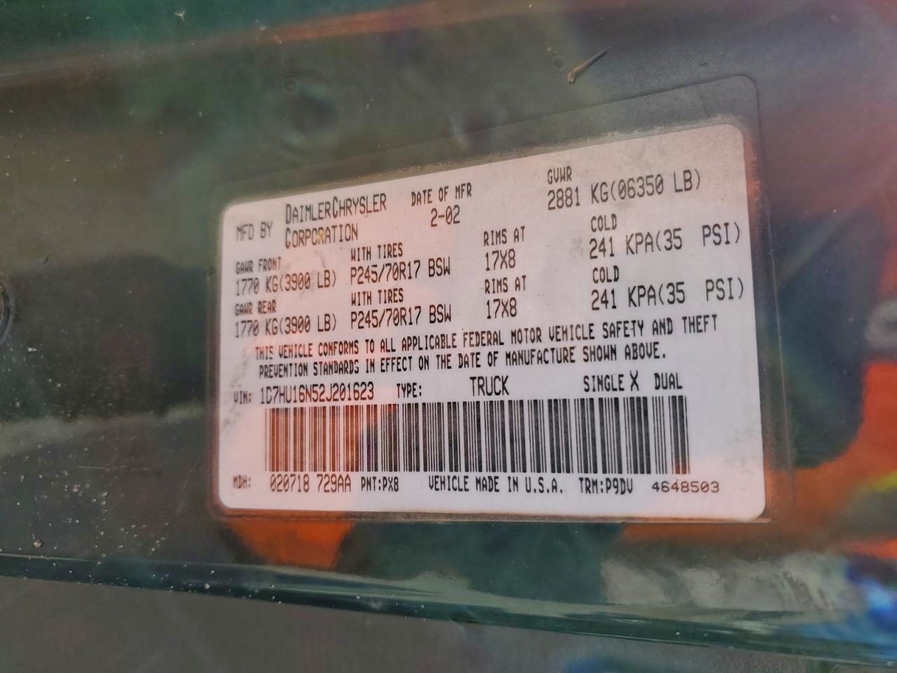 2002 DODGE RAM 1500 photo 12