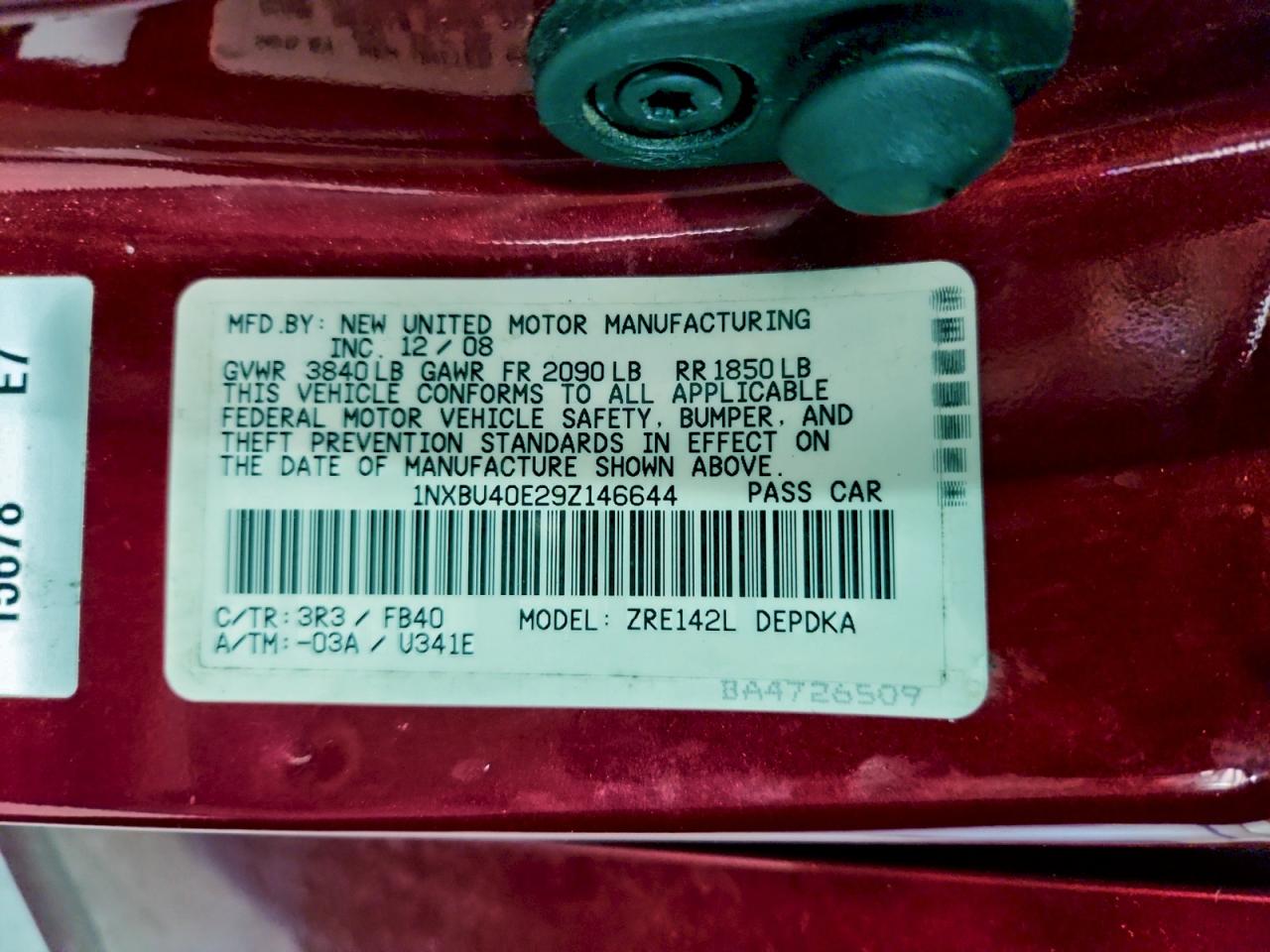 2009 TOYOTA COROLLA BASE photo 12