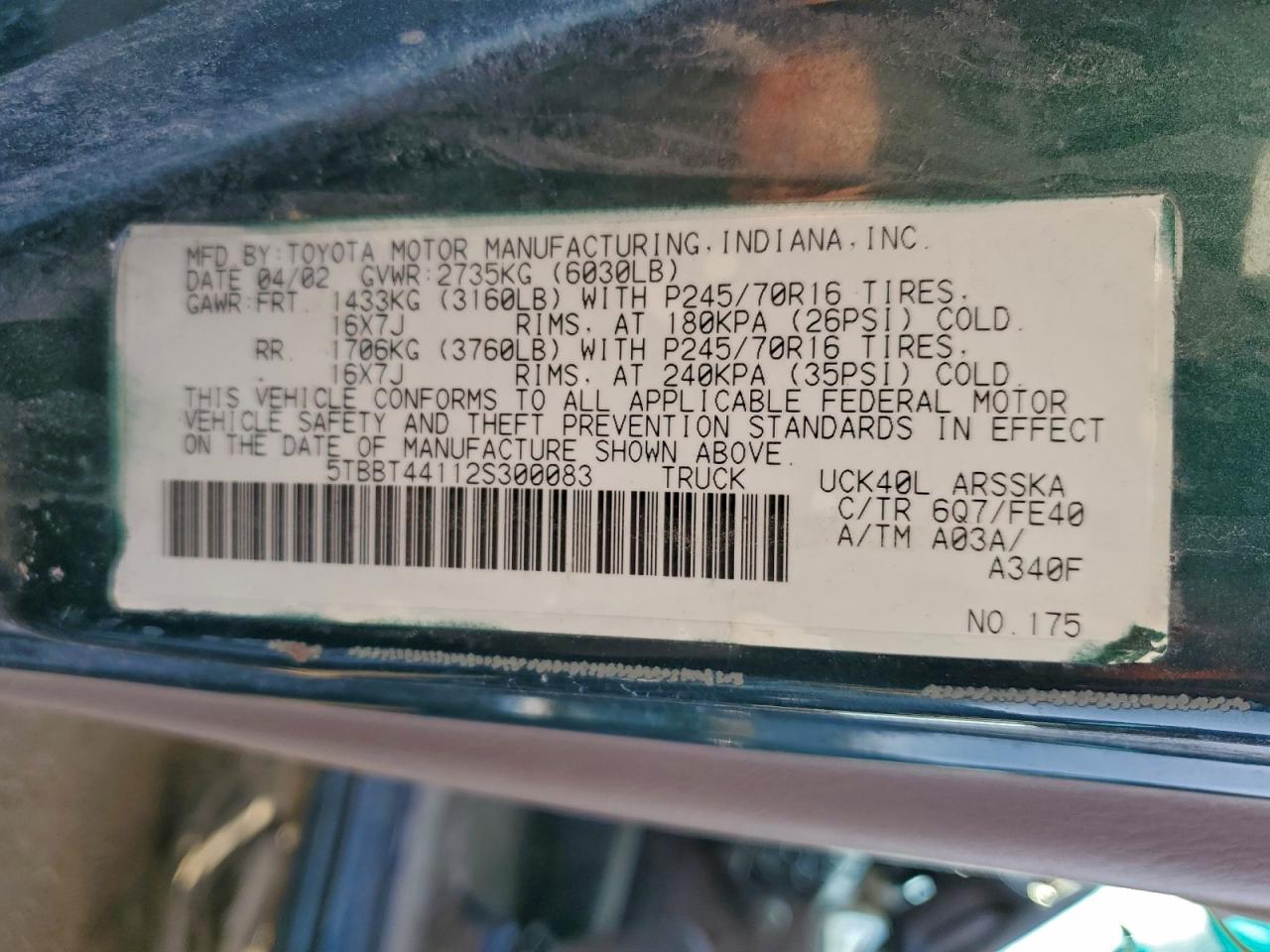 2002 TOYOTA TUNDRA ACCESS CAB photo 12