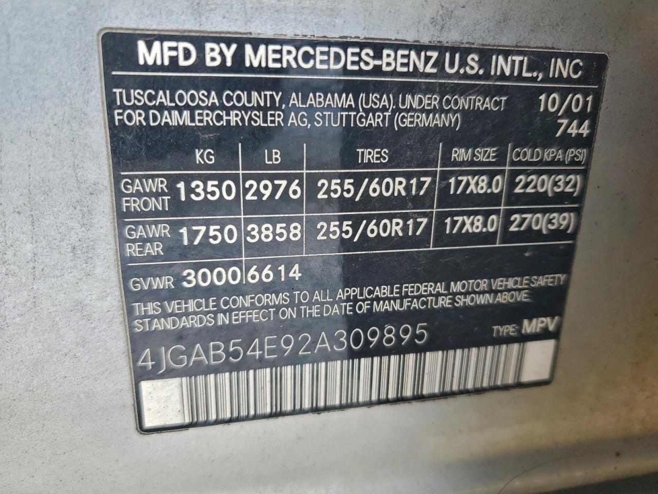 2002 MERCEDES-BENZ ML 320 photo 13